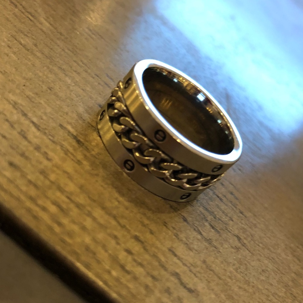 Men’s Chain-design Silver-tone Fashion Ring